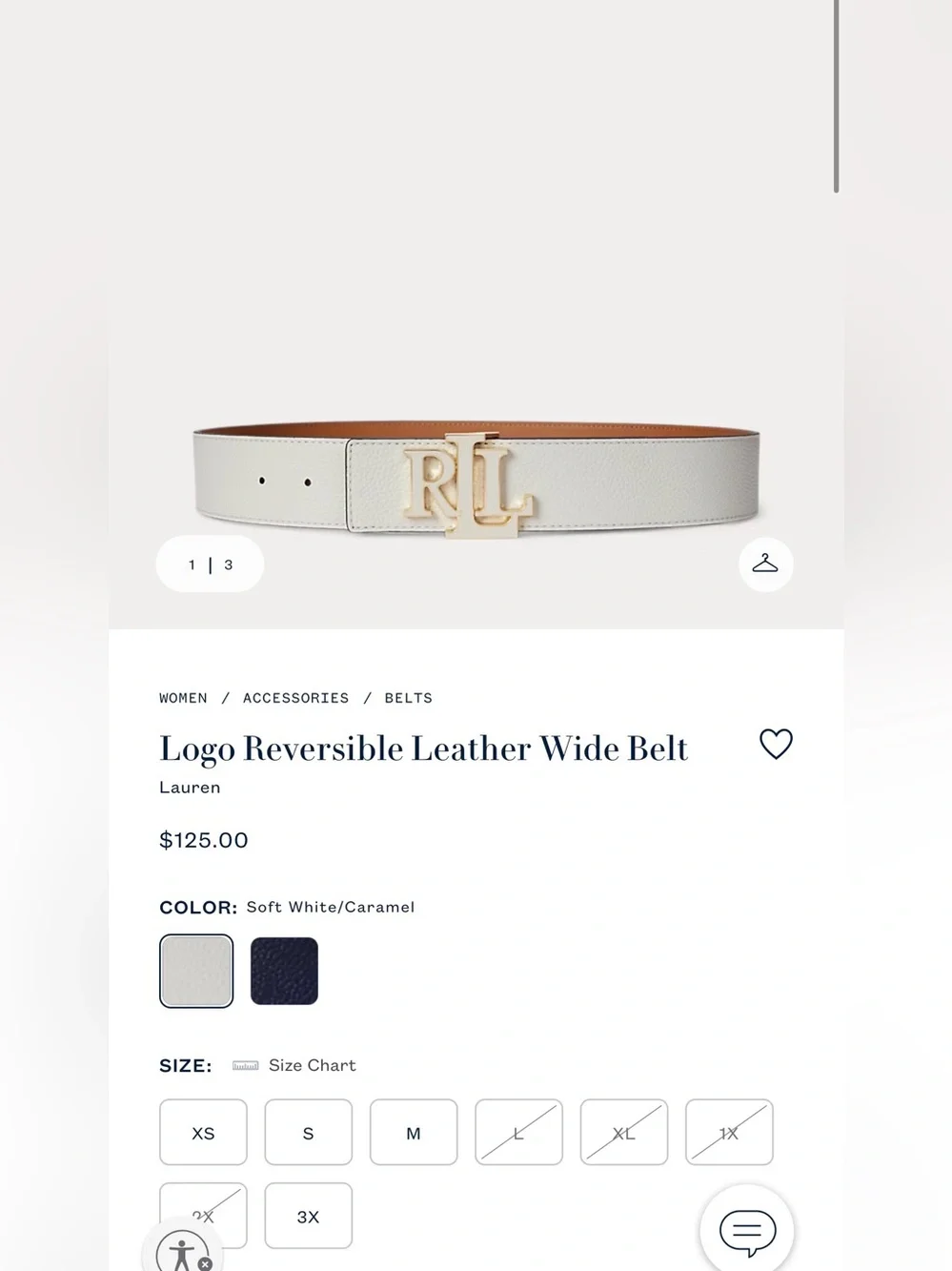 Ralph Lauren Logo Reversible Leather Wide Belt Size XL